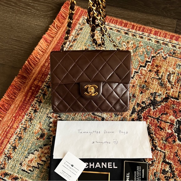 SOLD-on payment plan**Chanel Classic Vintage Mini Square Brown Single Flap Bag - Picture 3 of 10